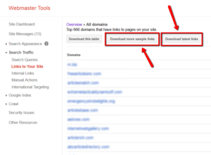google webmaster tools section links to your site